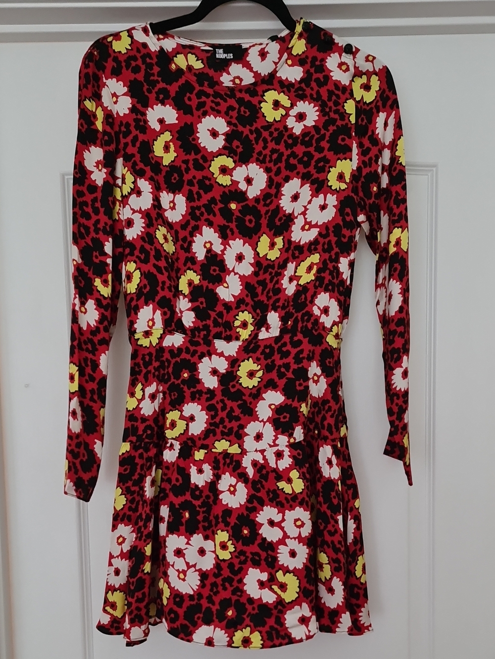 The Kooples NWT Red Floral Long Sleeve Fit-and-Flare Dress